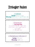 Integer Rules Reference Sheet Worksheets & Teaching Resources | TpT
