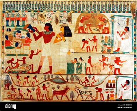 Egyptian wall paintings from New Kingdom, facsimies of ancient Egyptian ...