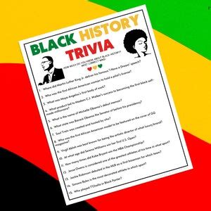 Black History Month Trivia Game African American History Celebration Party Game Printable for ...