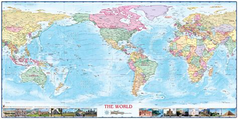 World Political USA Centered Wall Map by Compart Maps - MapSales