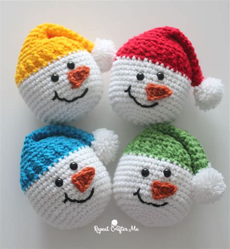 Crochet Snowman Heads - Repeat Crafter Me