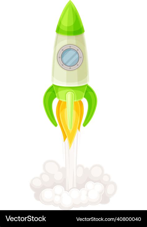 Green rocket as spacecraft with engine exhaust Vector Image