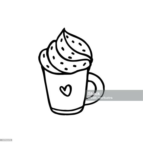 Mug Cake For Coloring Book Cupcake Icon For Bakery Menu Stock Illustration - Download Image Now ...
