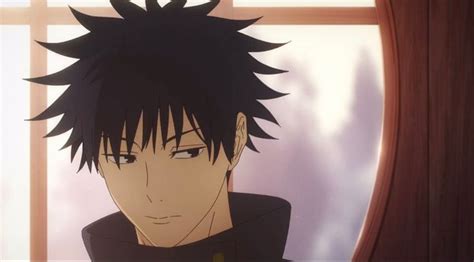 an anime character with black hair looking at the camera while standing in front of a window