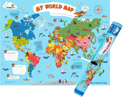 Illustrated Map Of The World For Kids Childrens World - vrogue.co