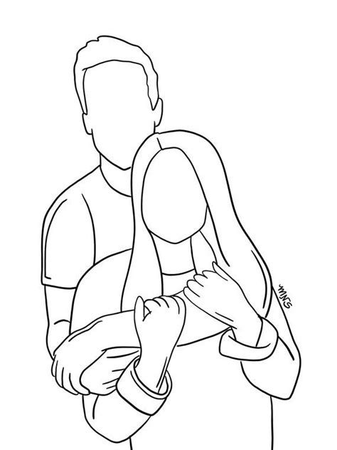 Couple Outline, One to Two People Outline Drawing, Two Person Sketch ...