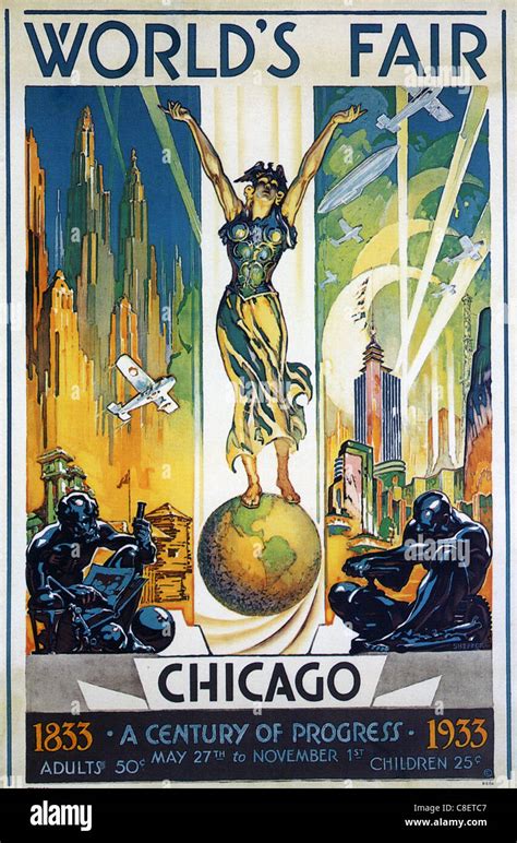 WORLD'S FAIR CHICAGO 1933 - Poster designed by Glen Sheffer Stock Photo ...