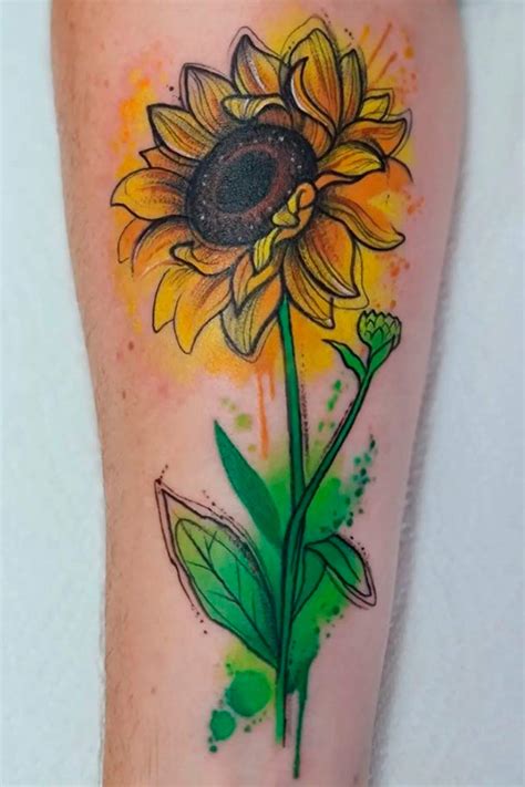 Top 78+ watercolor sunflower tattoo latest - in.coedo.com.vn