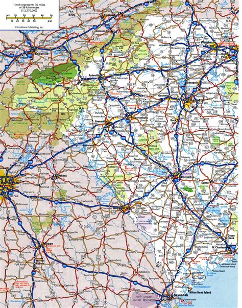 South Carolina road map with distances between cities highway freeway