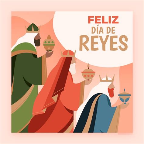 Premium Vector | Flat feliz dia de reyes greeting card template