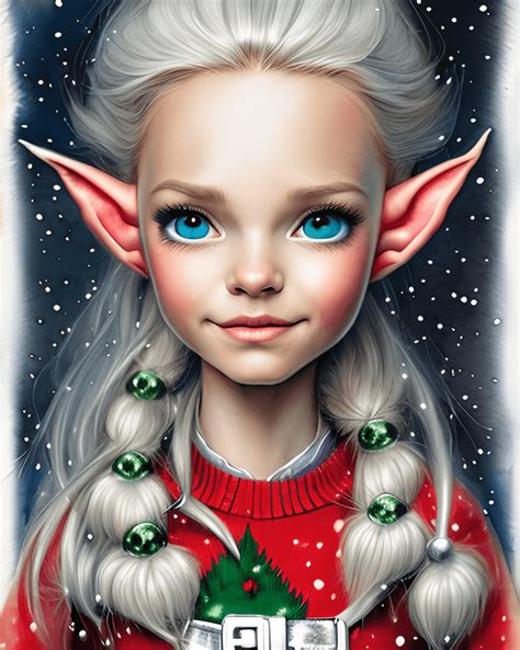 Cute Girl Elf Wearing Christmas Sweater · Creative Fabrica