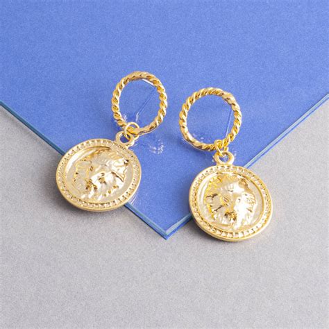 Gold Plated Lion Head Disc Earrings By Loel & Co. | notonthehighstreet.com