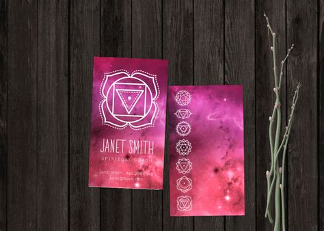 Spiritual Business Card, Template, Chakra, Pink, Healer, Yoga, Meditation, Symbols, New Age ...