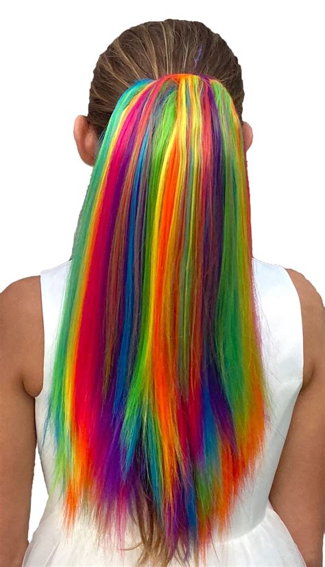 Rainbow Hair Extensions for Kids: Rainbow Party Highlights Color Hair – My Hair Popz