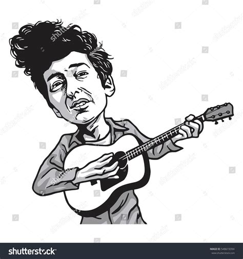 Bob Dylan Cartoon Playing Guitar Black Stock Vector (Royalty Free ...