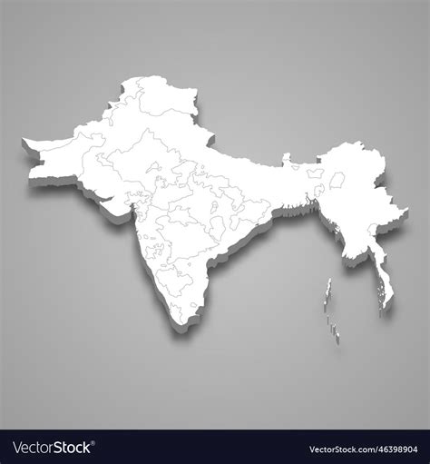 3d isometric map of british raj indian empire Vector Image