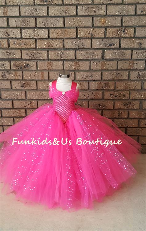 Hot Pink Gown Tutu Dress Stunning Hot Pink Glittery Gown | Etsy