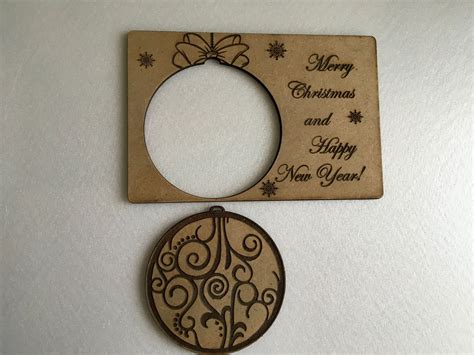 Merry Christmas cards Engraved Xmas ornaments Personalized wooden greeting card Happy New Year ...