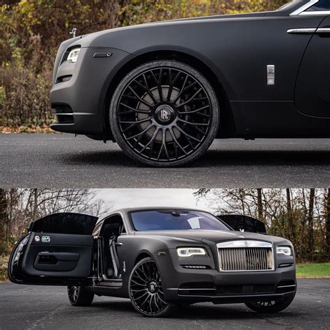 Deep Matte Black Rolls Royce Wraith on Forgiatos