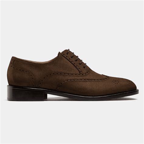 Full Brogue shoes in brown suede