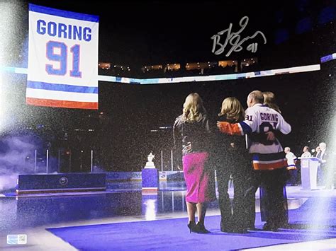 Butch Goring Autographed New York Islanders Number Retirement w/ Famil ...