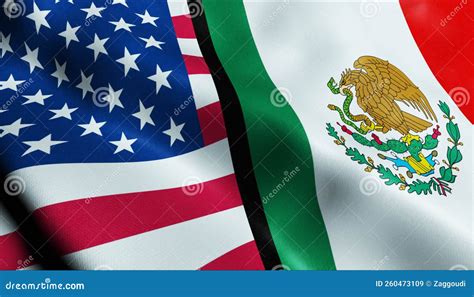 Mexico and USA Merged Flag Together a Concept of Realations Stock ...