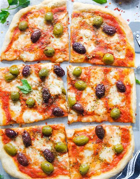 Olive Pizza (no-knead) - The clever meal