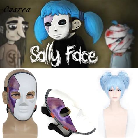 Game Sally Face Cosplay Mask Sally Masks and Wig Sallyface Cosplay ...