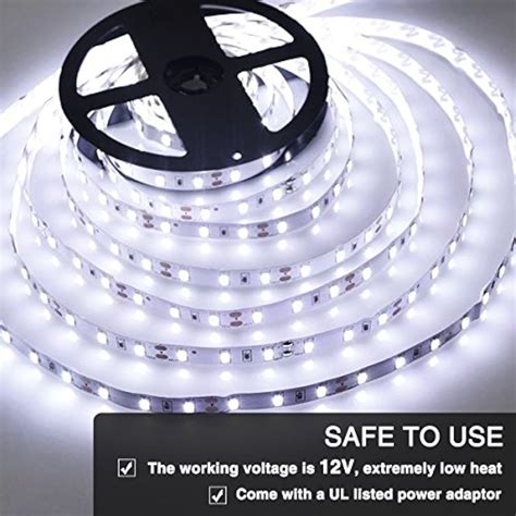 66ft Dimmable LED Strip Lights Kit, UL Listed Power Supply, 6000K Daylight 20m | eBay