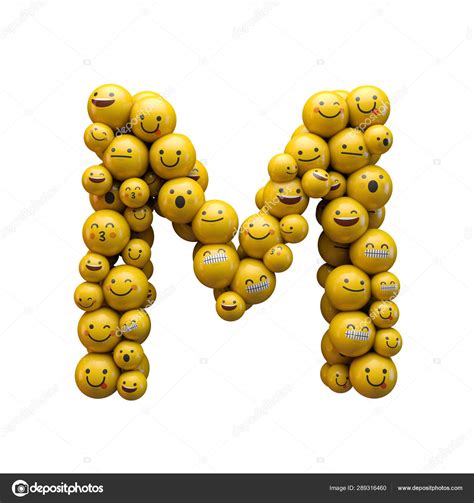 Letter M emoji character font. 3D Rendering Stock Photo by ©InkDropCreative 289316460