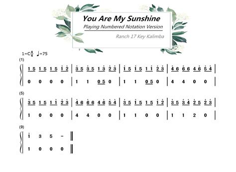 Ranch Beginners 17 key Kalimba Lesson 2 -You Are My Sunshine | You are my sunshine, Music chords ...