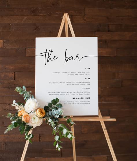 Wedding Bar Menu Sign Printable Calligraphy Bar Menu - Etsy