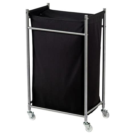 GRUNDTAL Laundry bin with casters, stainless steel, black - IKEA ...