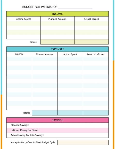 Printable Budget For Teenager Worksheet