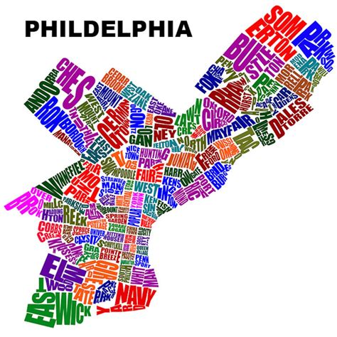 Philadelphia Neighborhood Typography Map 30x30 - Etsy