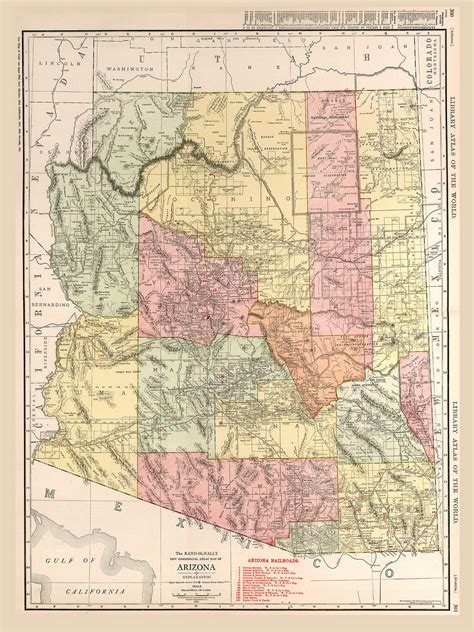 Arizona 1912 Rand - Old State Map Reprint - OLD MAPS