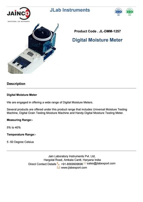 Digital Moisture Meter Manufacturer and Exporter by jaincolab8 - Issuu