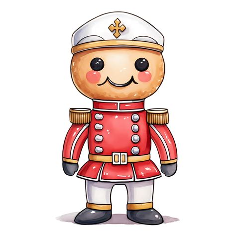 AI generated Cute Gingerbread Soldier Watercolor Clipart Illustration 35449151 PNG