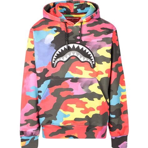 Sprayground Camo Print Colorful Logo Hoodie — BAMBINIFASHION.COM