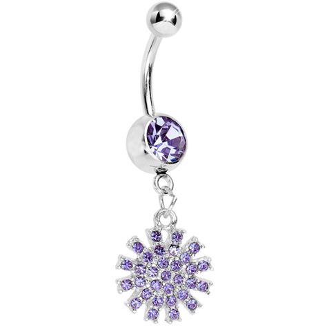 Purple Gem Summertime Sunburst Dangle Belly Ring