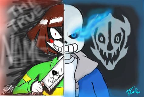 chara vs sans by Tameow on DeviantArt