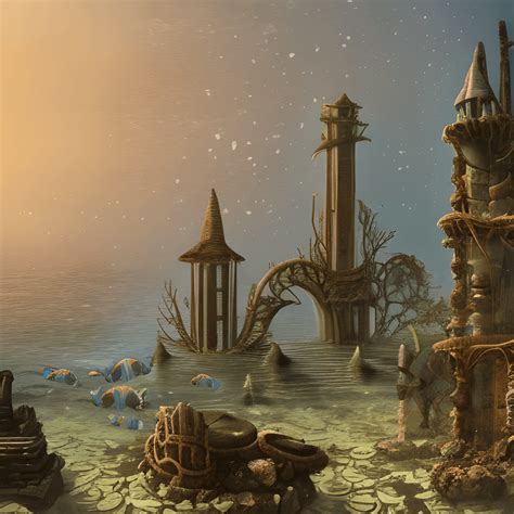 Underwater City with Ruins · Creative Fabrica