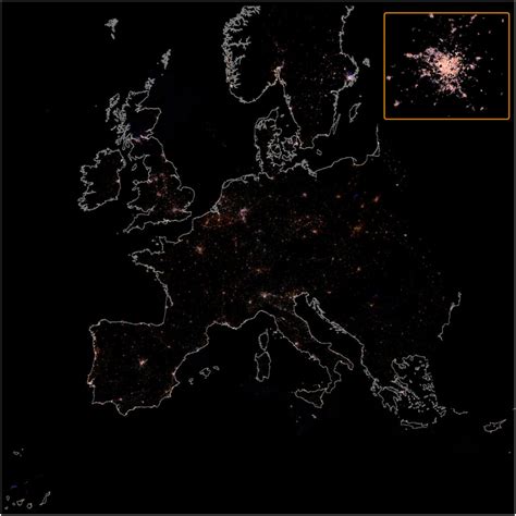 ESA published a map of light pollution in Europe