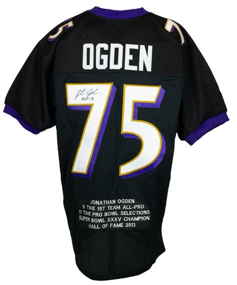 Jonathan Ogden Signed Career Highlight Stat Jersey Inscribed "HOF 13 ...