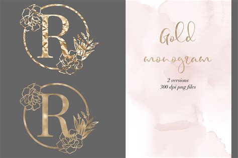 Letter R peony gold monogram, gold monogram transparent PNG (569043 ...