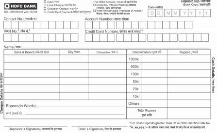 Hdfc Bank Cheque Deposit Slip In Excel Format - IMAGESEE