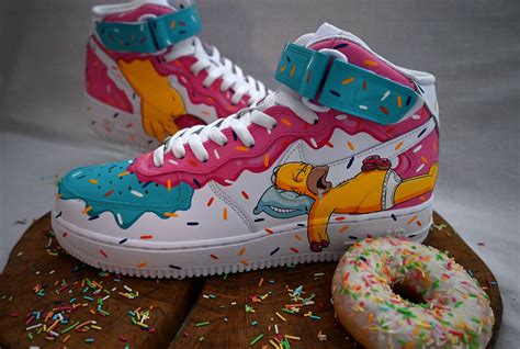 The simpsons nike air force 1 mid custom shoes hand painted shoes bart homer donut – Artofit