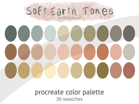 Soft Earth Tones Color Palette, Procreate iPad Swatches - Etsy