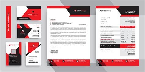 Black and Red Modern Business Stationery Template Set 830200 Vector Art ...