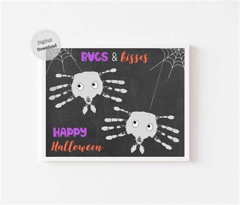 Spider Halloween Handprint Art Craft Bugs and Kisses Printable Template ...